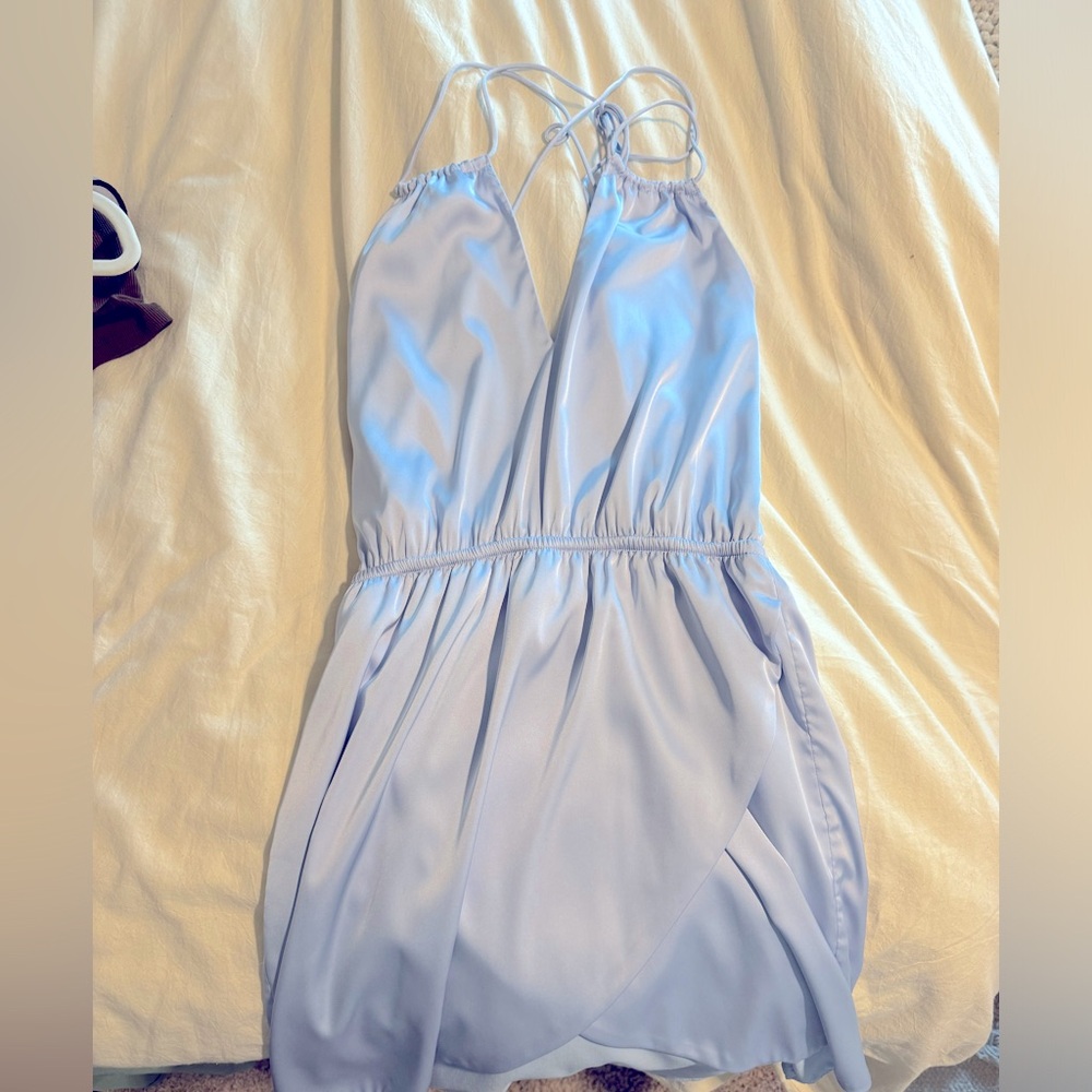 Silk blue mini dress!size small